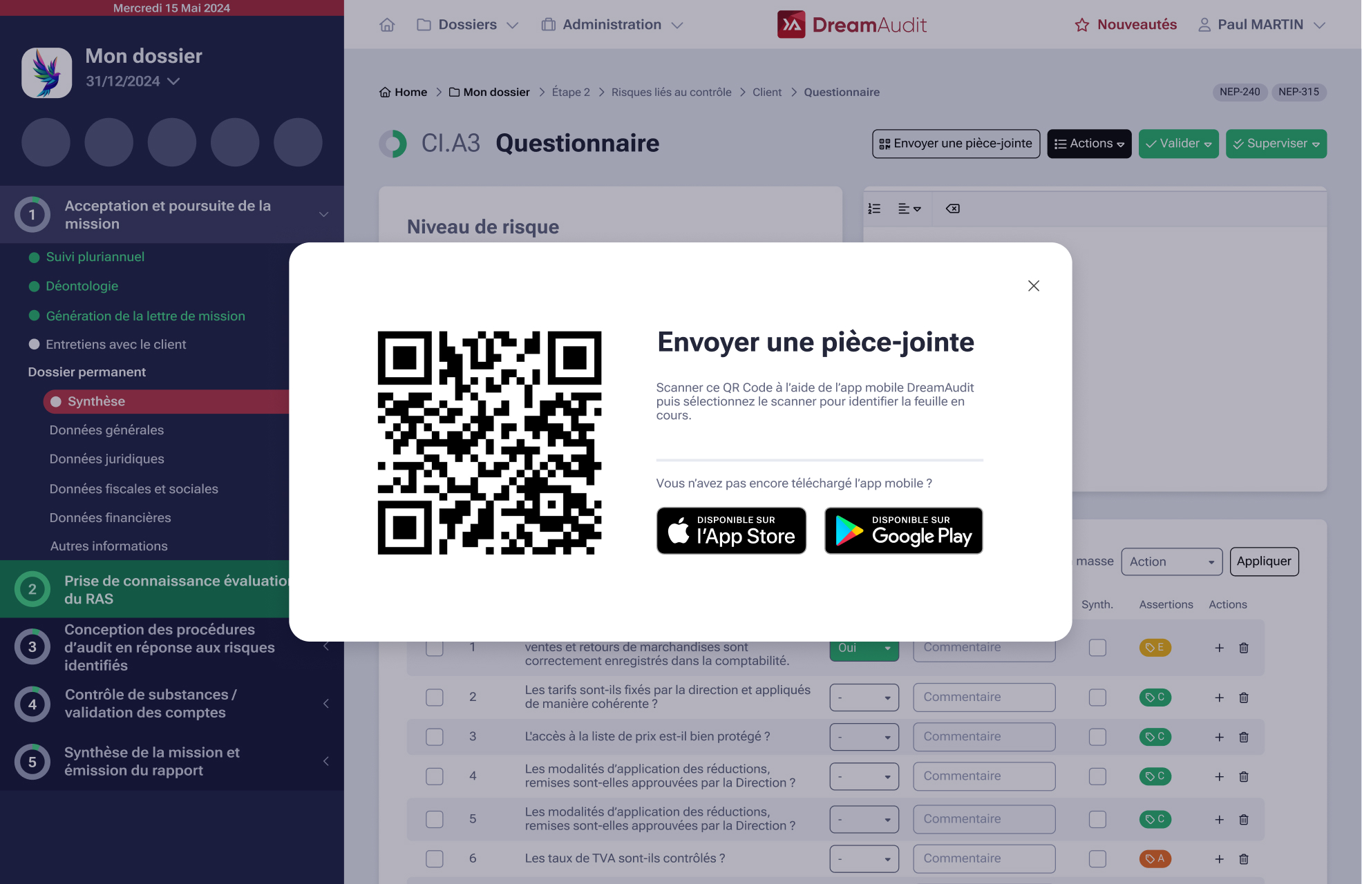 Scannez le QR code de votre feuille de travail pour l’identifier rapidement depuis notre app mobile.