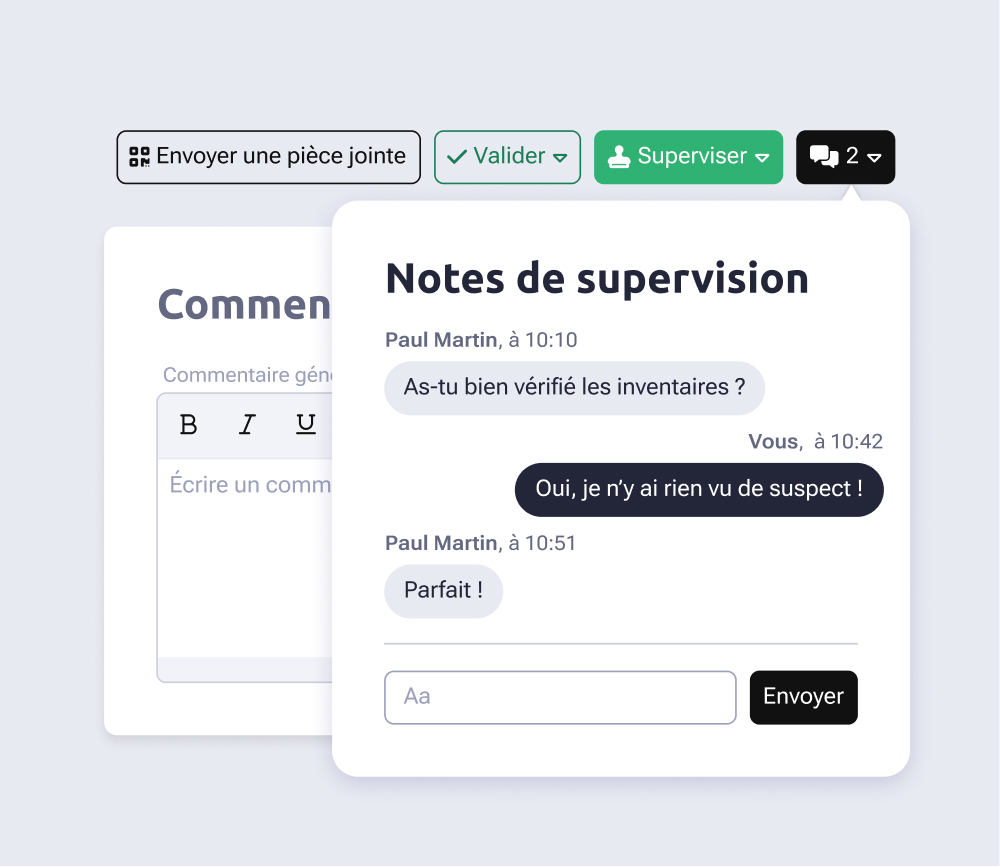 Notes de supervision sur chaque tâche